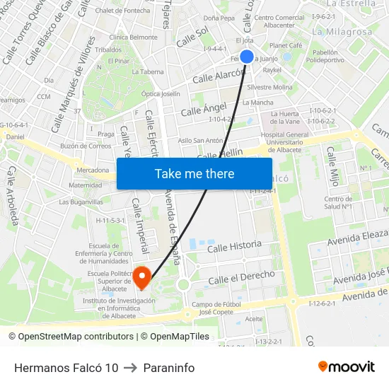 Hermanos Falcó 10 to Paraninfo map
