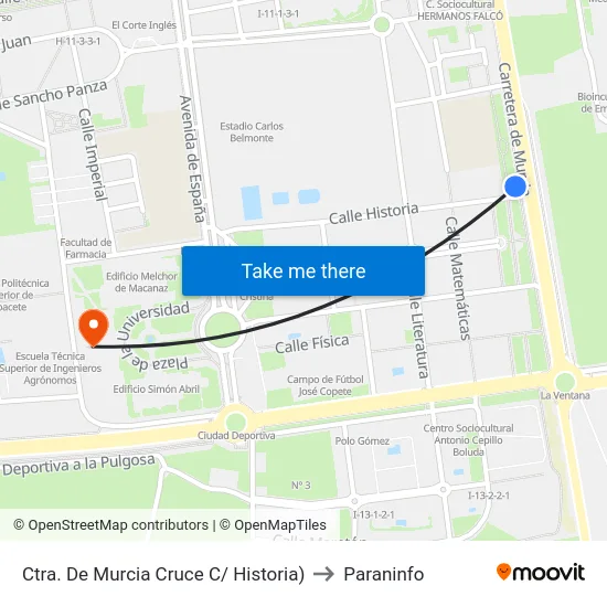 Ctra. De Murcia Cruce C/ Historia) to Paraninfo map