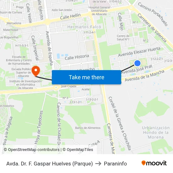 Avda. Dr. F. Gaspar Huelves (Parque) to Paraninfo map