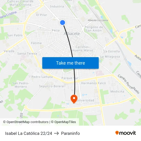 Isabel La Católica 22/24 to Paraninfo map