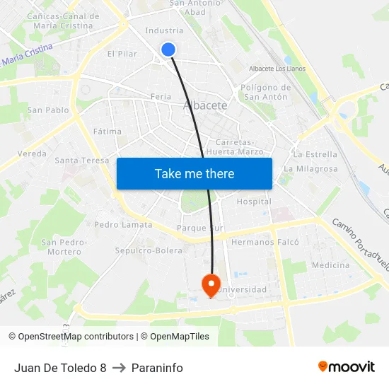 Juan De Toledo 8 to Paraninfo map