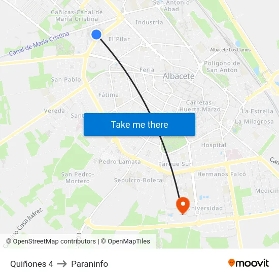 Quiñones 4 to Paraninfo map