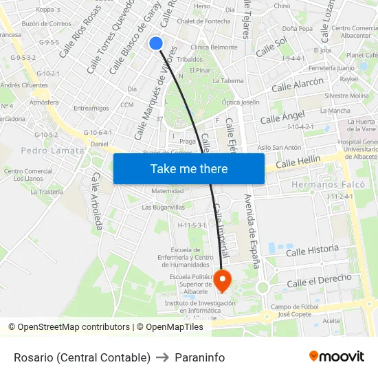 Rosario (Central Contable) to Paraninfo map