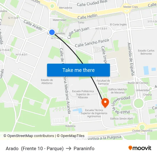 Arado  (Frente 10 - Parque) to Paraninfo map