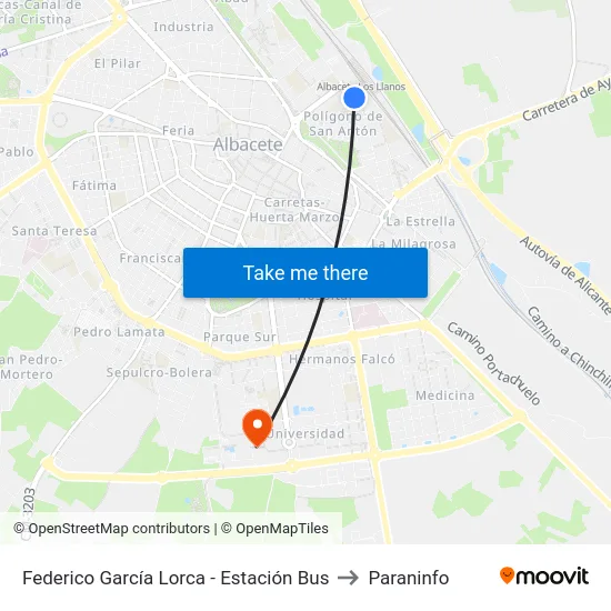 Federico García Lorca - Estación Bus to Paraninfo map