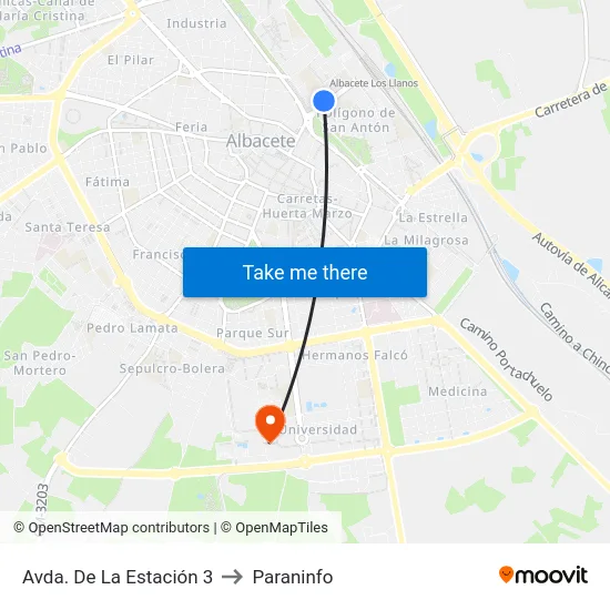 Avda. De La Estación 3 to Paraninfo map