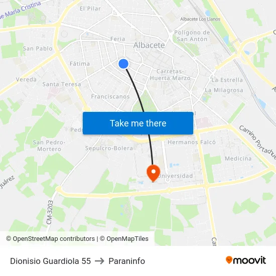 Dionisio Guardiola 55 to Paraninfo map