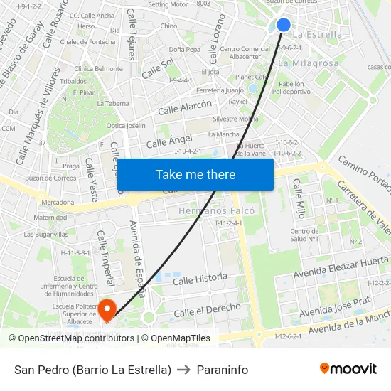 San Pedro (Barrio La Estrella) to Paraninfo map