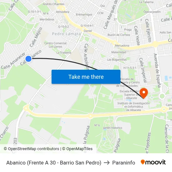 Abanico (Frente A 30 - Barrio San Pedro) to Paraninfo map