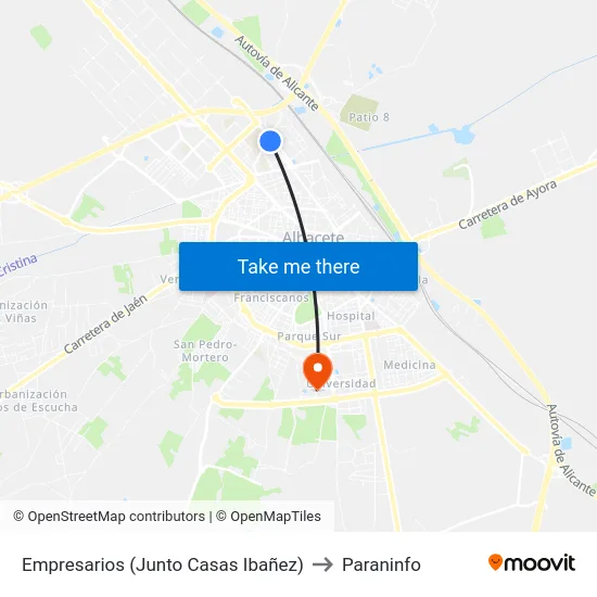 Empresarios (Junto Casas Ibañez) to Paraninfo map
