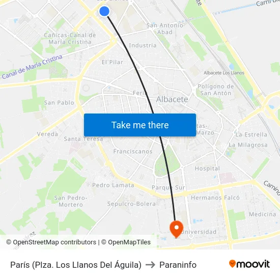 París (Plza. Los Llanos Del Águila) to Paraninfo map