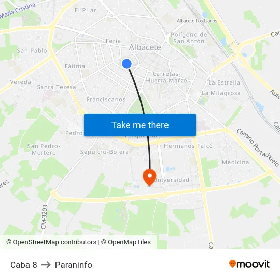 Caba 8 to Paraninfo map