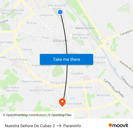 Nuestra Señora De Cubas 2 to Paraninfo map