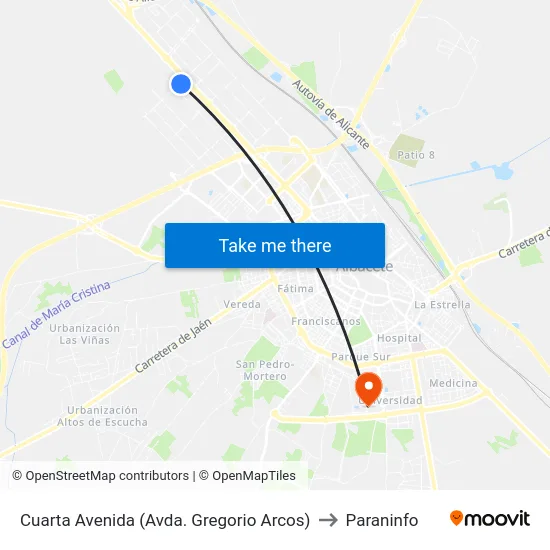 Cuarta Avenida (Avda. Gregorio Arcos) to Paraninfo map