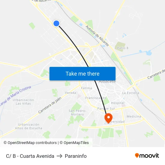 C/ B - Cuarta Avenida to Paraninfo map