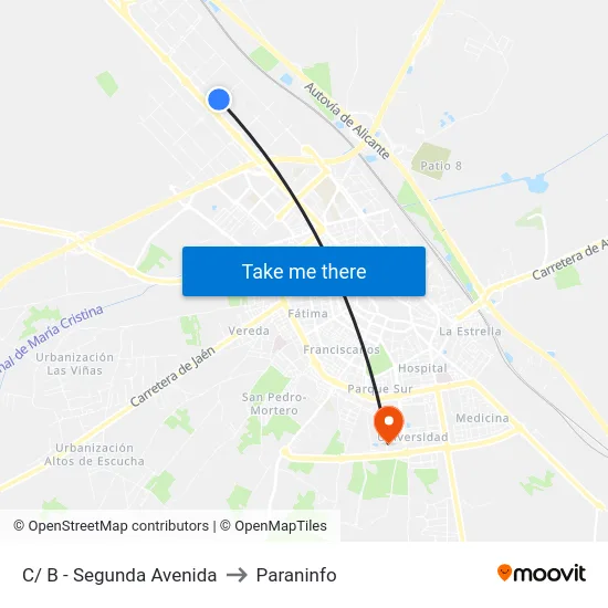 C/ B - Segunda Avenida to Paraninfo map