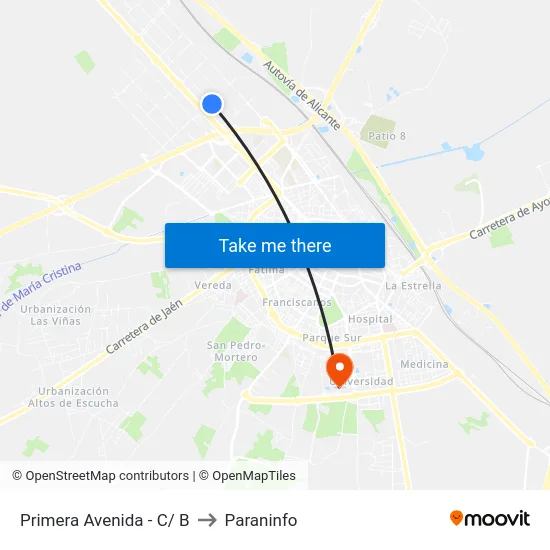 Primera Avenida - C/ B to Paraninfo map