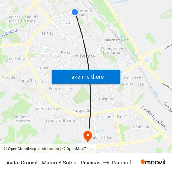 Avda. Cronista Mateo Y Sotos - Piscinas to Paraninfo map