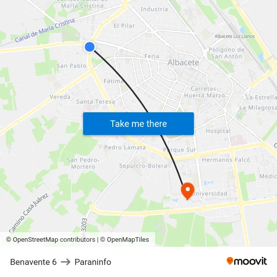 Benavente 6 to Paraninfo map