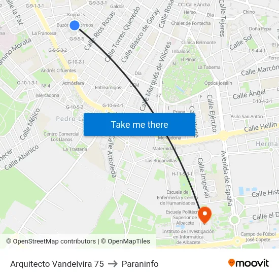 Arquitecto Vandelvira 75 to Paraninfo map