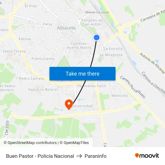 Buen Pastor - Policía Nacional to Paraninfo map