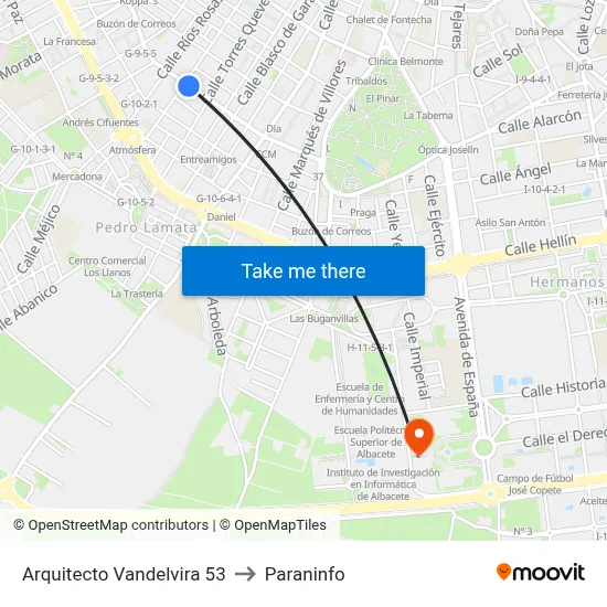 Arquitecto Vandelvira 53 to Paraninfo map