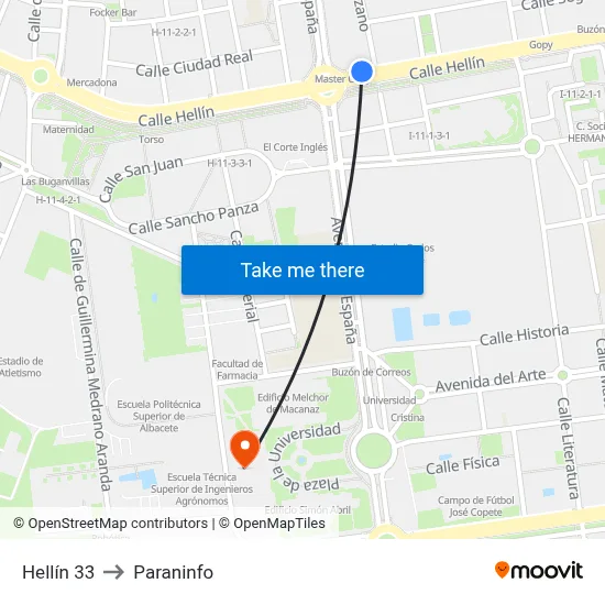 Hellín 33 to Paraninfo map
