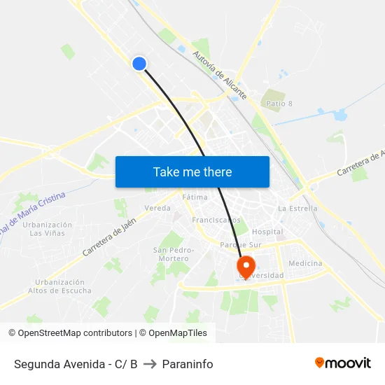Segunda Avenida - C/ B to Paraninfo map