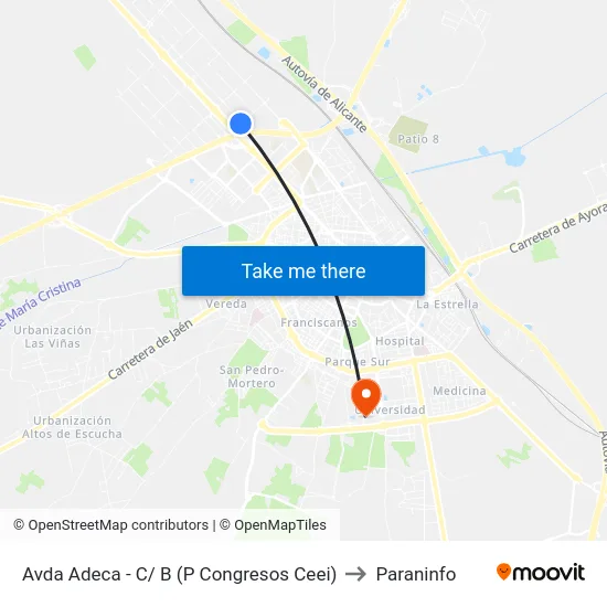 Avda Adeca - C/ B (P Congresos Ceei) to Paraninfo map
