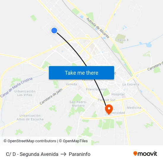 C/ D - Segunda Avenida to Paraninfo map