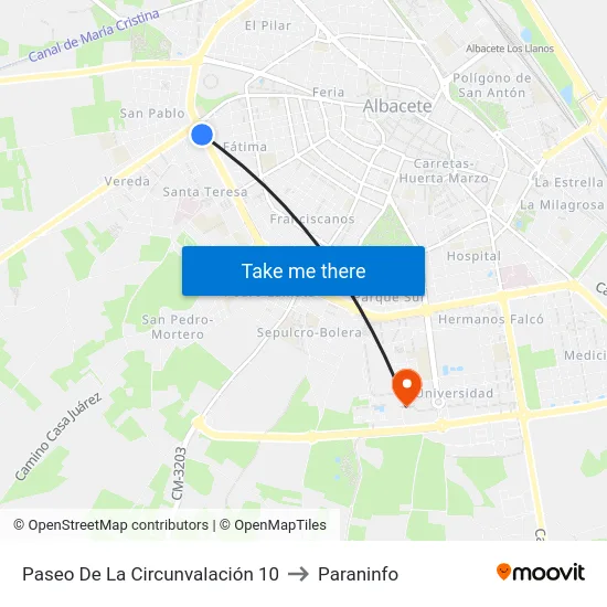 Paseo De La Circunvalación 10 to Paraninfo map