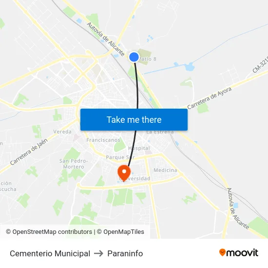 Cementerio Municipal to Paraninfo map