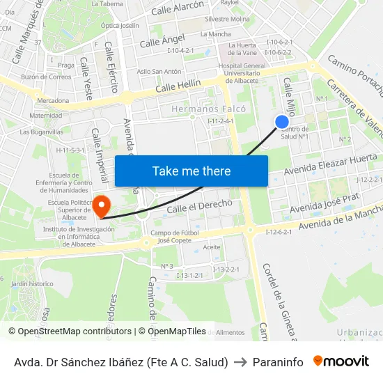 Avda. Dr Sánchez Ibáñez (Fte A C. Salud) to Paraninfo map