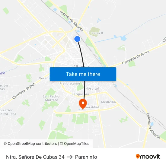 Ntra. Señora De Cubas 34 to Paraninfo map