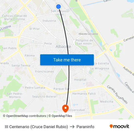 III Centenario (Cruce Daniel Rubio) to Paraninfo map