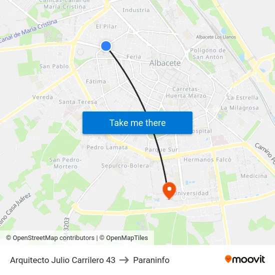 Arquitecto Julio Carrilero 43 to Paraninfo map