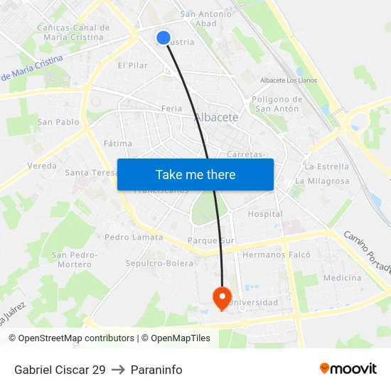 Gabriel Ciscar 29 to Paraninfo map