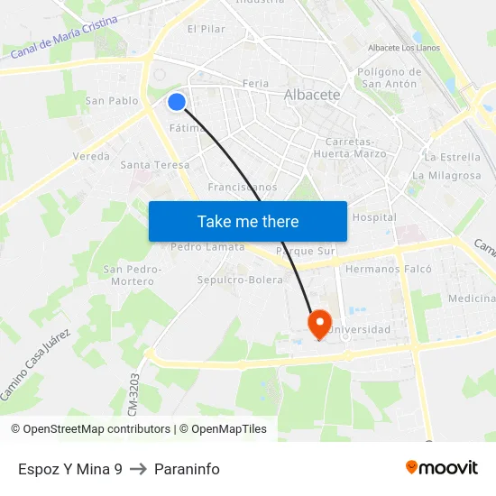 Espoz Y Mina 9 to Paraninfo map