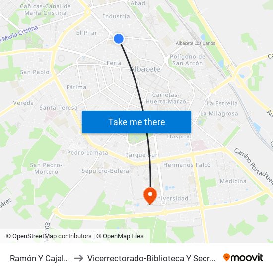 Ramón Y Cajal 49 to Vicerrectorado-Biblioteca Y Secretaría map