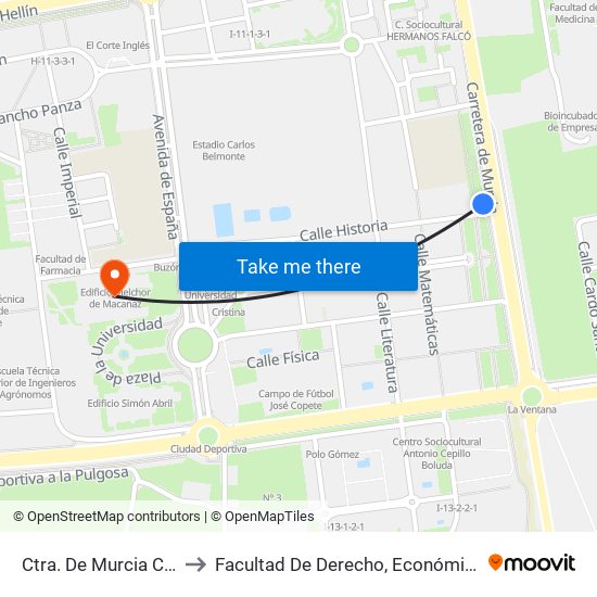 Ctra. De Murcia Cruce C/ Historia) to Facultad De Derecho, Económicas Y Relaciones Laborales map