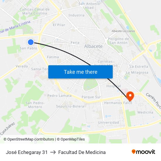 José Echegaray 31 to Facultad De Medicina map