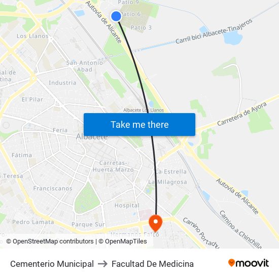 Cementerio Municipal to Facultad De Medicina map