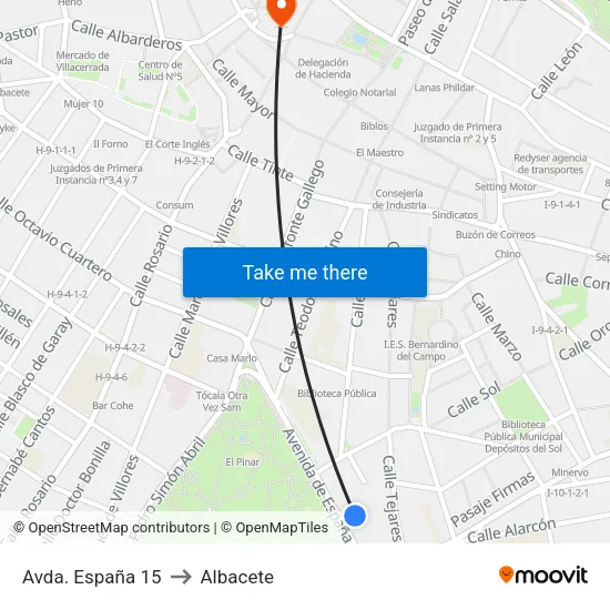 Avda. España 15 to Albacete map