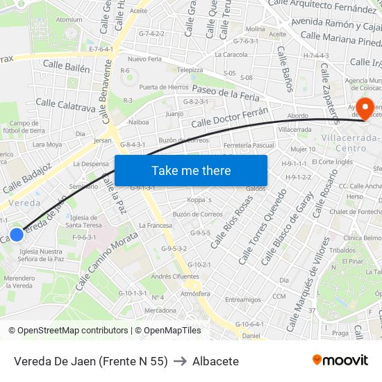 Vereda De Jaen (Frente N 55) to Albacete map