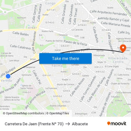 Carretera De Jaen (Frente Nº 70) to Albacete map