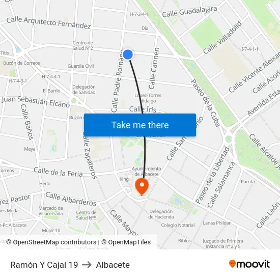 Ramón Y Cajal 19 to Albacete map