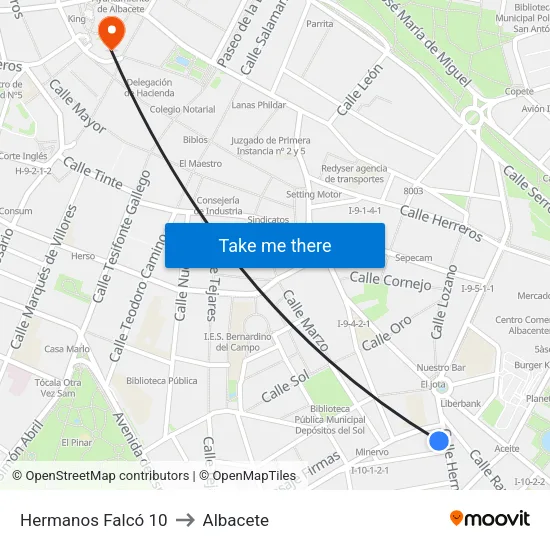 Hermanos Falcó 10 to Albacete map