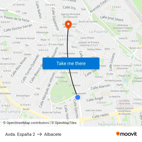Avda. España 2 to Albacete map