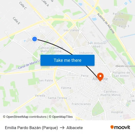 Emilia Pardo Bazán (Parque) to Albacete map