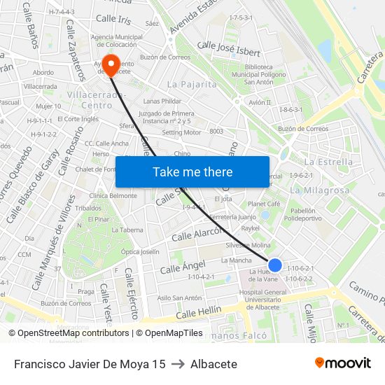 Francisco Javier De Moya 15 to Albacete map